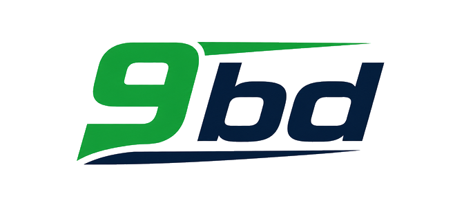 9 bd logo in a light gray-white style